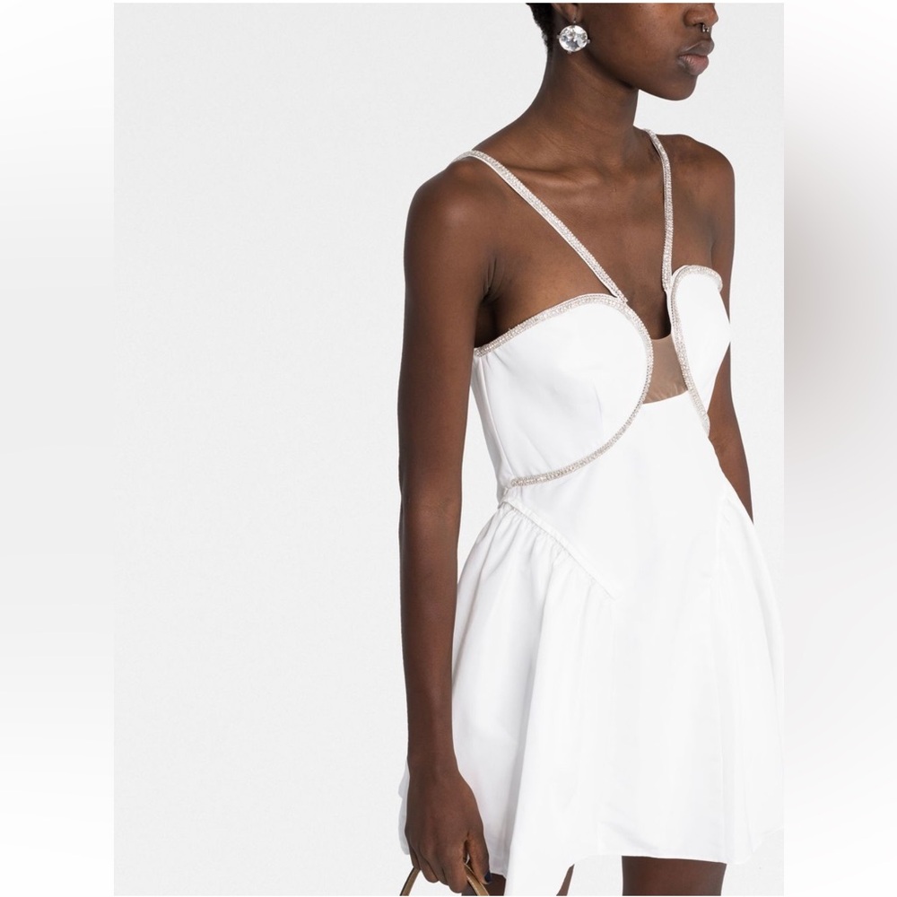 Self-Portrait White Taffeta Flared Mini Dress